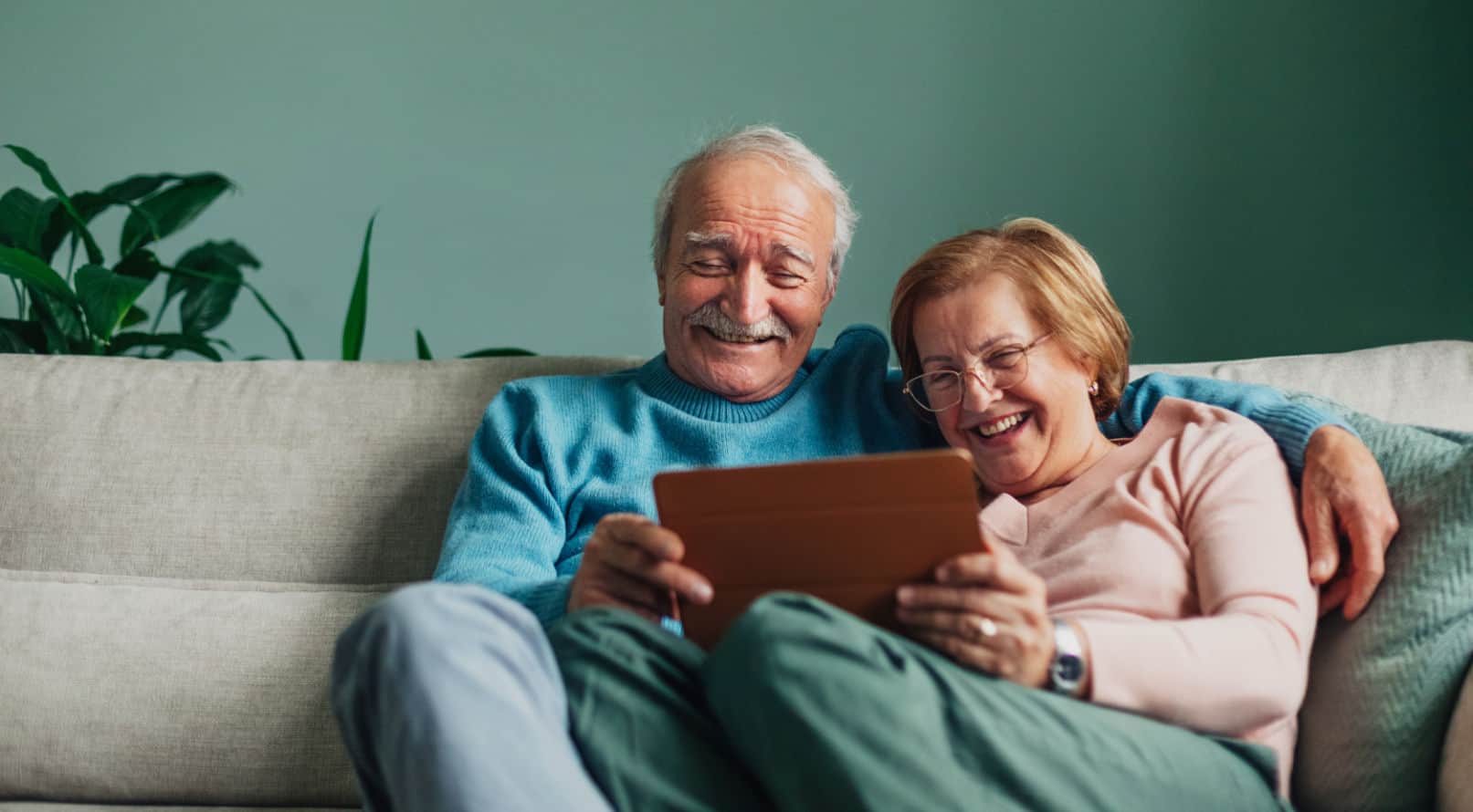 husband wife ipad mosaic living